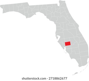 Desoto County on Map of Florida State Editable Vector