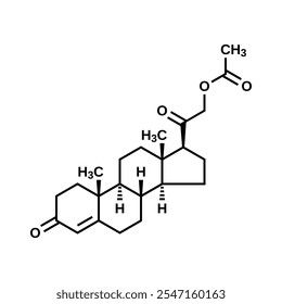 Desoxycorticosterone acetate, DOCA structural formula vector illustration