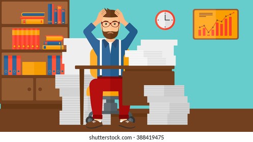 Despair man sitting in office.