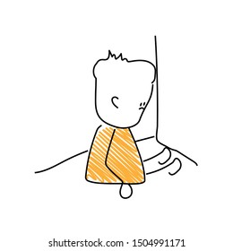 Desperate emoji character.  Editable line desperate character.
