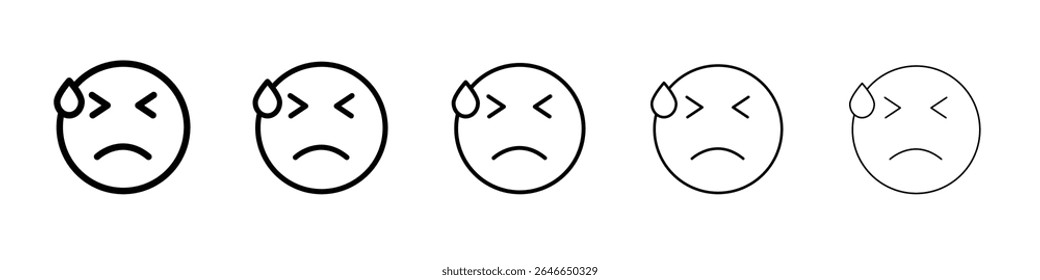 Ícone de emoji desesperado logotipo simples de contorno