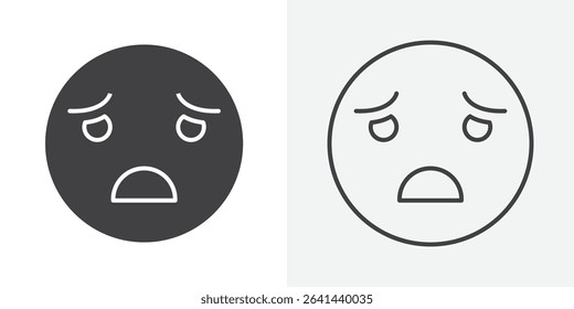 Desperate emoji icon Line graphics illustration