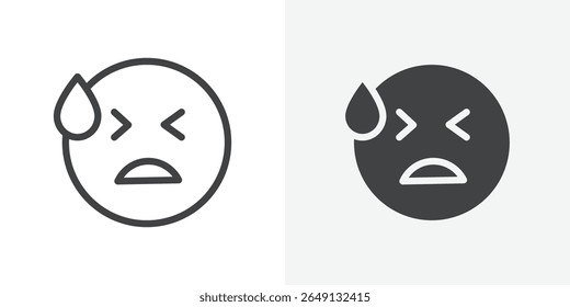 Icono de emoji desesperado Contorno de signo de Vector