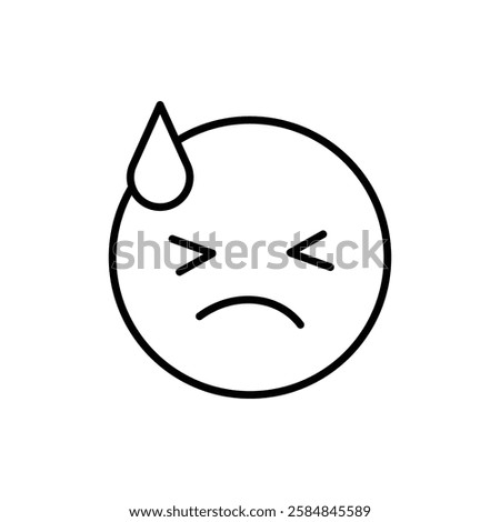 Desperate emoji icon Thin line art isolated