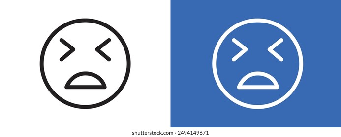 Desperate emoji logo sign set vector outline