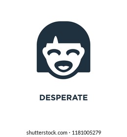 Desperate icon. Black filled vector illustration. Desperate symbol on white background. Can be used in web and mobile.