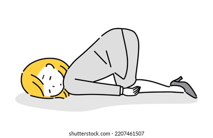 Desperate and lethargic business woman.