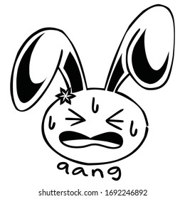 desperate rabbit emoticon in black and white