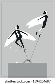 Desperate winged workers dreaming to break free and fly away poster