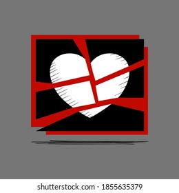 despite different shapes, every piece is a part of the whole picture. the concept of love and unity in differences. broken heart symbol.