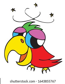 A pesar de parecer feliz, este loro es un poco mareado