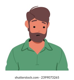 Despondent Man, Shoulders Slouched, Gaze Downward, Reflects His Profound Sadness. Eyes Heavy With Sorrow, Male Character Carries The Weight Of Emotion In Solitude. Cartoon People Vector Illustration