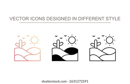 Design de ícone de deserto com ilustração de estoque de fundo branco
