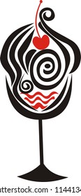 Dessert abstract black and red isolated curve vector illustration