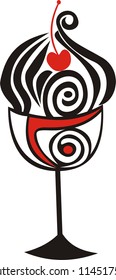Dessert abstract white red and black vector illustration