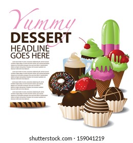 Dessert Ad Template with Copy Space. EPS 10 vector, grouped for easy editing. No open shapes or paths.