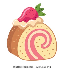 rollo de postre y icono de fruta aislado