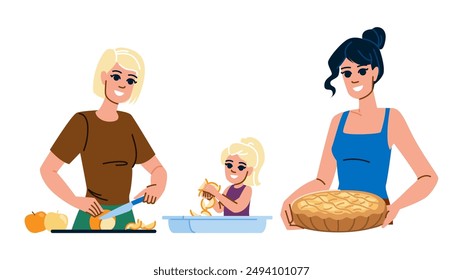 dessert baking apple pie  vector.  tart homemade, sweet top, fruit cinnamon dessert baking apple pie character. people flat cartoon illustration