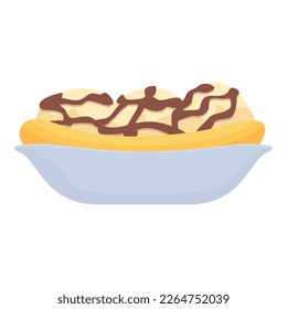 Dessert banana split icon cartoon vector. Food cream. Vanilla fruit