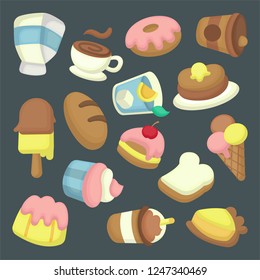 Dessert and beverages Illustration set 