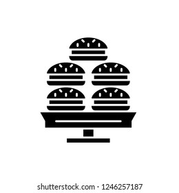 Dessert black icon, vector sign on isolated background. Dessert concept symbol, illustration 