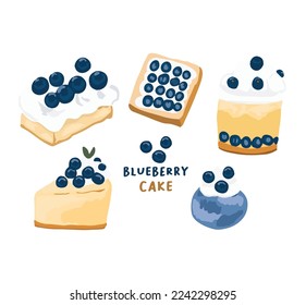 dessert blueberry cake vector and blueberry cream cake ice cream
