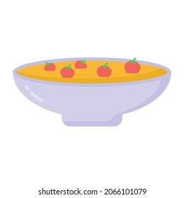Un bol de postres para el desayuno en un icono plano editable