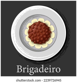 Dessert Brigadeiro. Illustration design of the foreman of Brazilian sweet candies. Latin American cuisine.