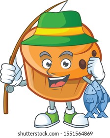 Dessert brioche of appetizing with fishing mascot