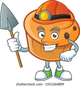 Dessert brioche of appetizing with miner mascot