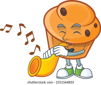 Dessert brioche of appetizing with trumpet mascot