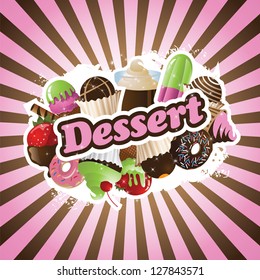 Dessert Burst EPS 8 vector, no open shapes or paths. Grouped for easy editing.