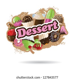 Dessert Burst EPS 8 vector, no open shapes or paths. Grouped for easy editing.