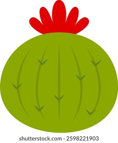 Dessert Cactus with Flower Vector Cartoon Clipart 