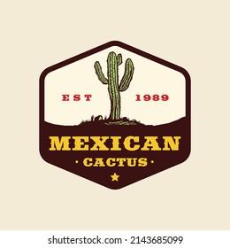 dessert cactus western badge design 