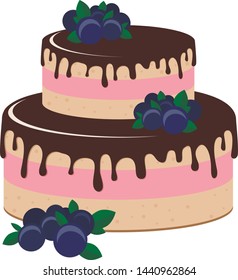 Dessert cake with berries vector