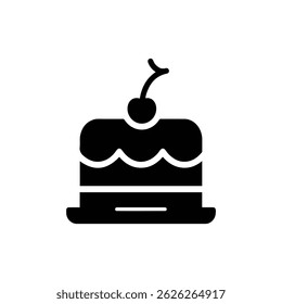 Dessert Cake with Cherry on Top Black Icon
