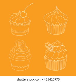 Dessert cake icon isolated on yellow background. Vector illustration for sweet food dessert design