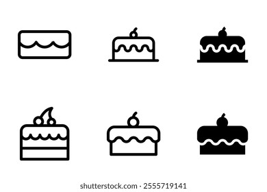 dessert, cake icon set	design