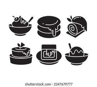 dessert and cake icons set illustration