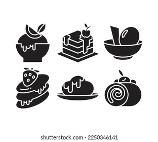 dessert and cake icons set illustration