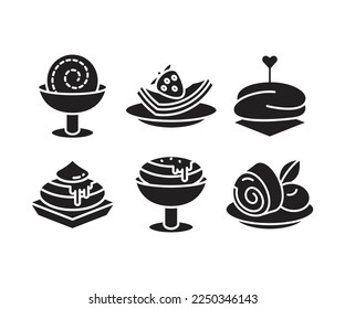 dessert and cake icons set illustration