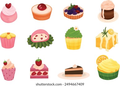  Dessert Cake Illustration, vector file