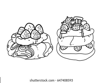 Dessert, cake, vector illustration 