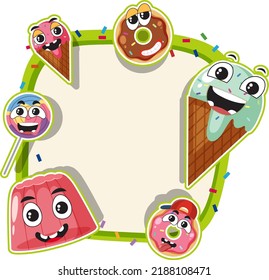 Dessert cartoon frame for text template illustration
