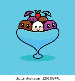 Dessert Cartoon Mascot Vector Design Flat Cute Smile Expression Ice Cream Cake Candy