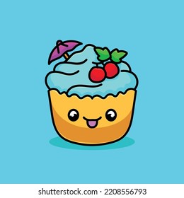 Dessert Cartoon Mascot Vector Design Flat Cute Smile Expression Ice Cream Cake Candy