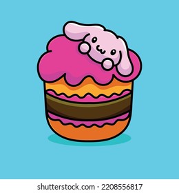 Dessert Cartoon Mascot Vector Design Flat Cute Smile Expression Ice Cream Cake Candy