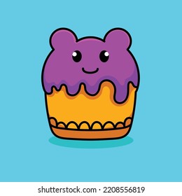 Diseño de vectores de mascota de caricatura de postre Expresión de sonrisa plana Ice Cream Cake Candy