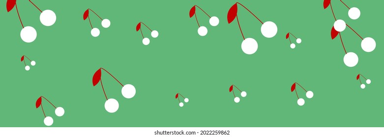 Papel de tapicería de primavera de las cerezas de postre. Suave Y Saludable Bebés Textil Retro Verano Brillante Fondo Cubierto. Patrón desagradable de vitamina Patrón verde rojo blanco colorido.